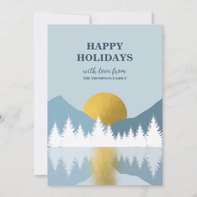 Cartes Pour Fêtes Annuelles Paysage abstrait Golden Winter Joyeux Noël  (Devant)