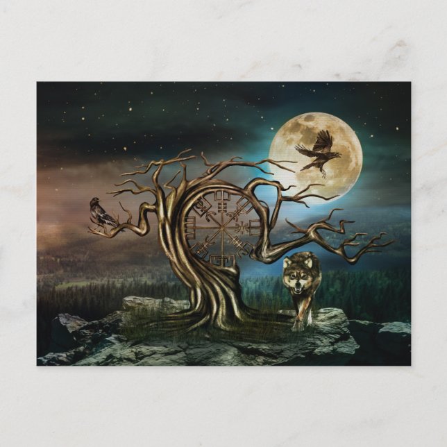 Cartes Pour Fêtes Annuelles Paysage de la lune végétarienne (Devant)