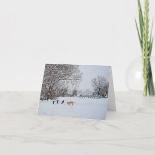 Cartes Pour Fêtes Annuelles paysage de neige de chien noël art design