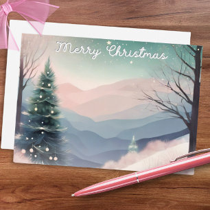 Cartes Pour Fêtes Annuelles Paysage de neige hivernal joli Joyeux Noël