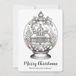 Cartes Pour Fêtes Annuelles Paysage d'hiver Boule à neige Noël Art Coloriage