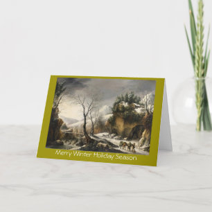 Cartes Pour Fêtes Annuelles Paysage d'hiver de Noël avec oiseaux voeux de Nouv
