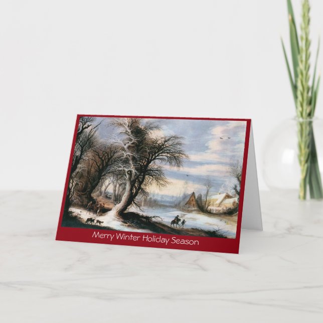 Cartes Pour Fêtes Annuelles Paysage d'hiver de Noël traditionnel Salutation de (Devant)