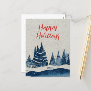 Cartes Pour Fêtes Annuelles Paysage d'hiver Forêt Plan bleu de la Marine