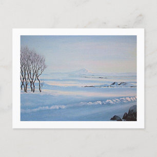 Cartes Pour Fêtes Annuelles Paysage d'hiver islandais peinture à l'huile origi