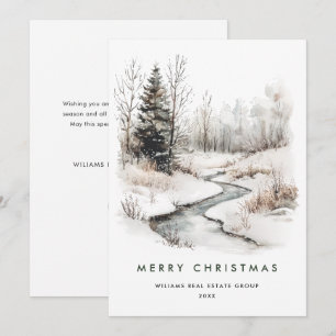 Cartes Pour Fêtes Annuelles Paysage d'hiver Pine de Noël Entreprise