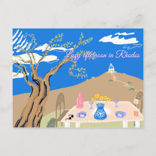 Cartes Pour Fêtes Annuelles Paysage grec de voyage personnalisé sous un olivie