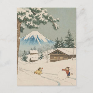 Cartes Pour Fêtes Annuelles Paysage hivernal japonais - style ukoy-e