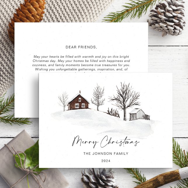 Cartes Pour Fêtes Annuelles Paysage hivernal monochrome de Noël non photo (Créateur téléchargé)