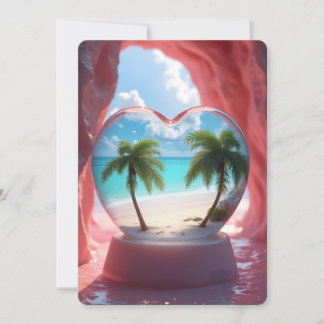 Cartes Pour Fêtes Annuelles Paysage marin du Coeur Tropical