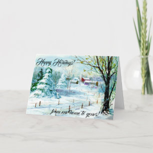 Cartes Pour Fêtes Annuelles Paysage Rural Joyeux