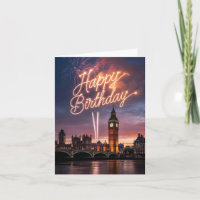 Paysage urbain de Londres avec vœu d'anniversaire