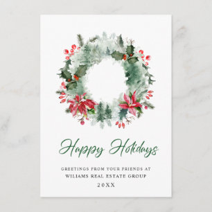 Cartes Pour Fêtes Annuelles Paysage Wreath Holly Berry Pine Forest Noël