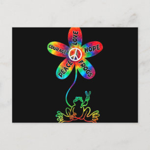 Cartes Pour Fêtes Annuelles Peace Courage Aimer Hope Frogs Hippie