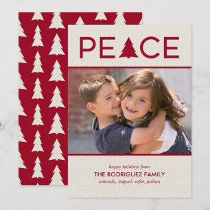 Cartes Pour Fêtes Annuelles Peace Custom Photo Holiday Tree Maroon Beige