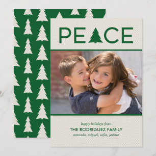 Cartes Pour Fêtes Annuelles Peace Custom Photo Holiday Tree Vert Beige