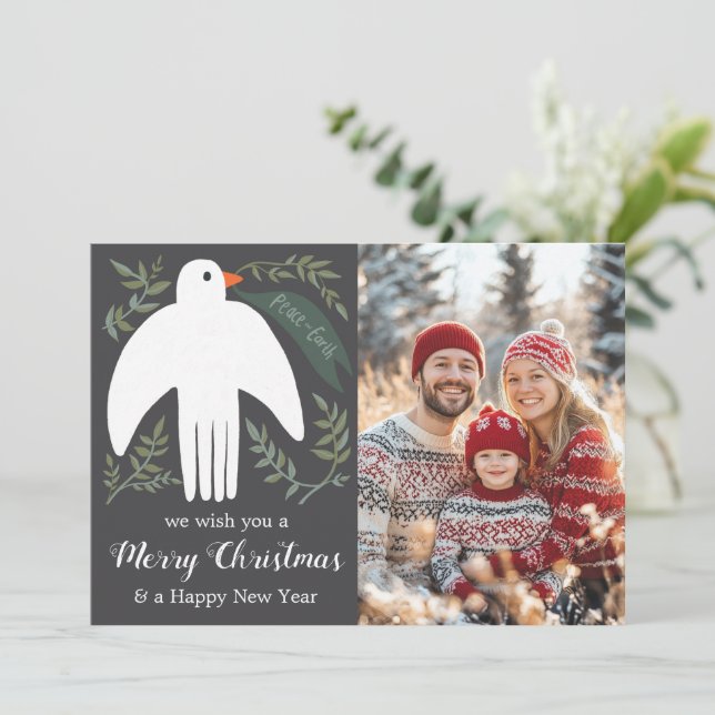 Cartes Pour Fêtes Annuelles Peace Dove Christmas Holiday PHOTO PERSONNALISÉE (Debout devant)