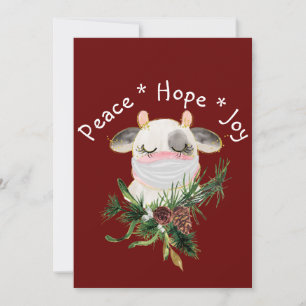 Cartes Pour Fêtes Annuelles Peace Hope Joy Masqué Cow