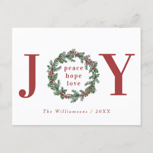 Cartes Pour Fêtes Annuelles Peace Hope Love Joie Typographie Wreath