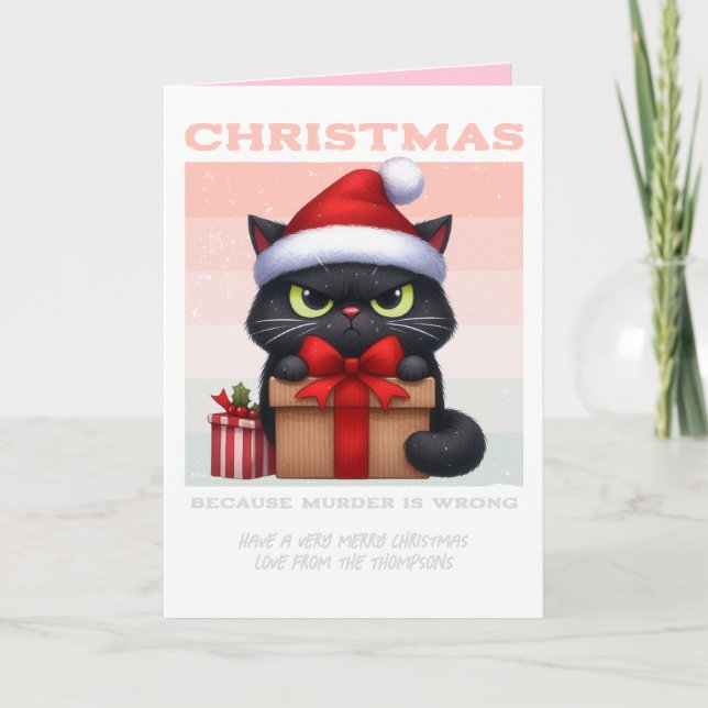 Cartes Pour Fêtes Annuelles Peace Joy & Catnip Funny Cat Retro Christmas Photo (Devant)
