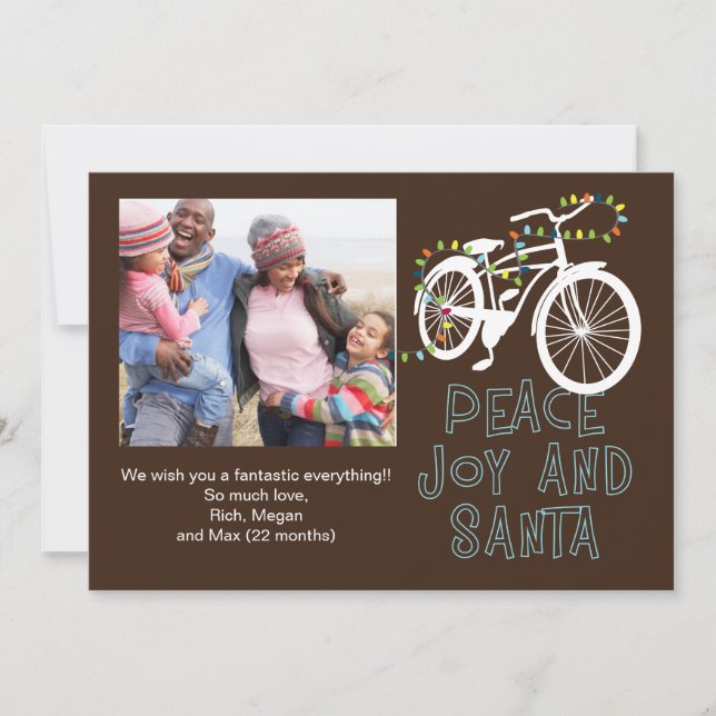 Cartes Pour Fêtes Annuelles Peace, Joy et Père Noël Cruiser Card (Devant)