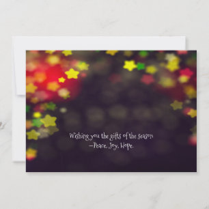 Cartes Pour Fêtes Annuelles Peace Joy Hope Bokeh Christmas