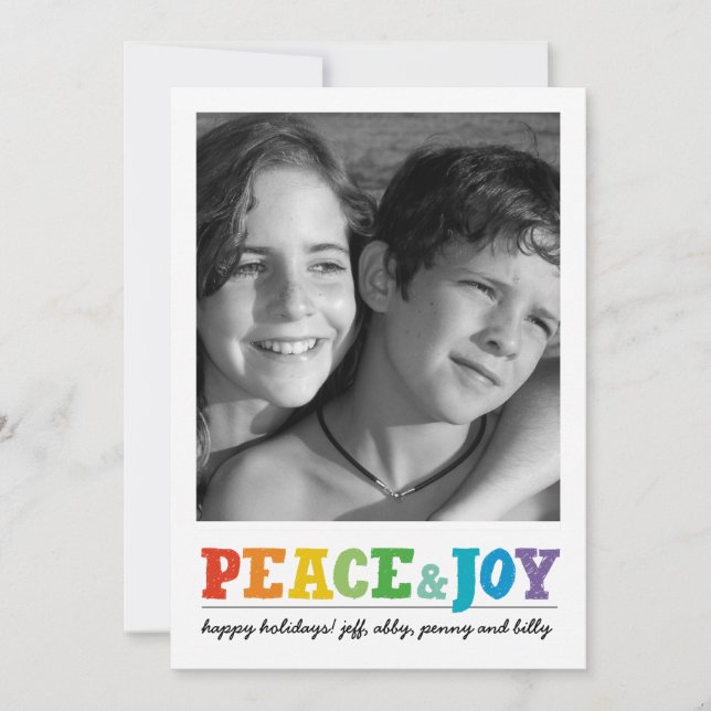 Cartes Pour Fêtes Annuelles Peace & Joy Multi avec photo arrière (Devant)