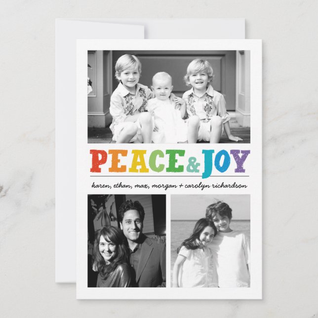 Cartes Pour Fêtes Annuelles Peace & Joy Multi x 3 (Devant)