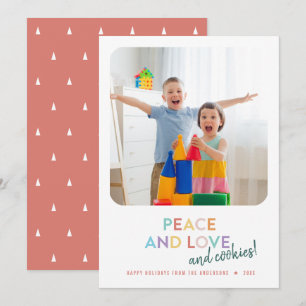 Cartes Pour Fêtes Annuelles Peace Love and Cookies Fun Bright Rainbow Trees