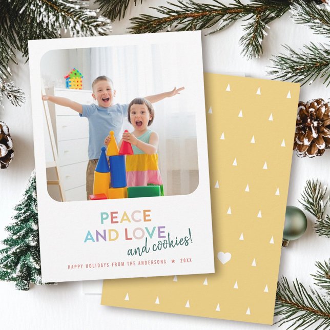 Cartes Pour Fêtes Annuelles Peace Love and Cookies Fun Bright Rainbow Trees (Créateur téléchargé)