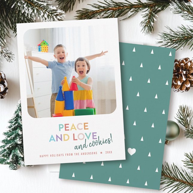 Cartes Pour Fêtes Annuelles Peace Love and Cookies Fun Bright Rainbow Trees (Créateur téléchargé)