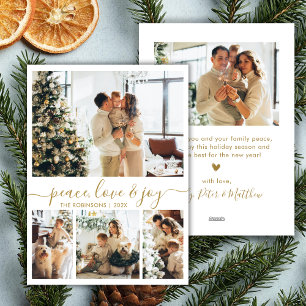 Cartes Pour Fêtes Annuelles Peace Love and Joy Gold Script 4 Photo Noël