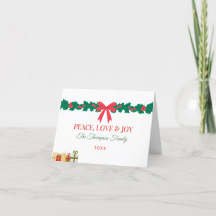 Cartes Pour Fêtes Annuelles Peace Love and Joy Green Red Winter Green