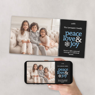Cartes Pour Fêtes Annuelles Peace Love and Joy - Photo de Noël simple