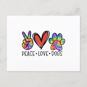 Cartes Pour Fêtes Annuelles Peace Love Chiens Paws Tie Dye Rainbow Animal Resc