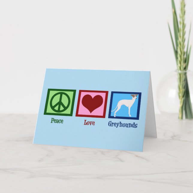 Cartes Pour Fêtes Annuelles Peace Love Greyhounds (Devant)