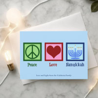 Peace Love Hanoukka Cute Custom Blue