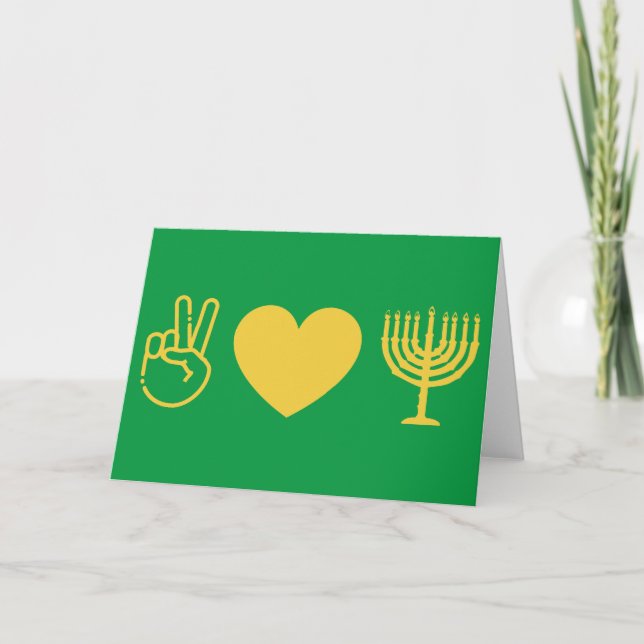 Cartes Pour Fêtes Annuelles Peace Love & Hanoukka | Version Gold (Devant)
