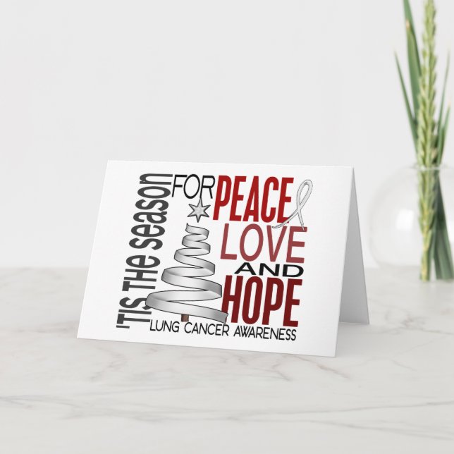 Cartes Pour Fêtes Annuelles Peace Love Hope Christmas Holiday Cancer pulmonair (Devant)