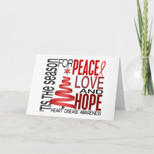 Cartes Pour Fêtes Annuelles Peace Love Hope Christmas Holiday Heart Disease