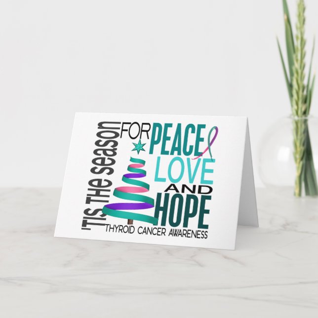 Cartes Pour Fêtes Annuelles Peace Love Hope Christmas Holiday Thyroid Cancer (Devant)