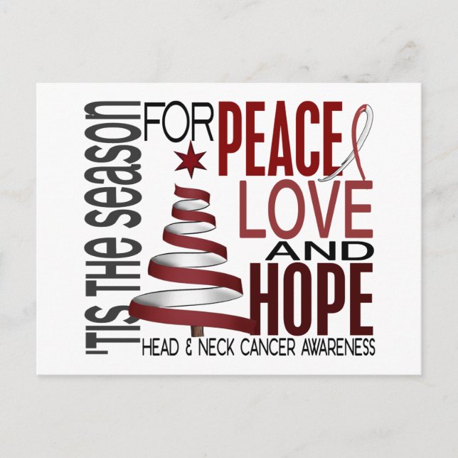 Cartes Pour Fêtes Annuelles Peace Love Hope Noël Tête Et Cou Cancer (Devant)