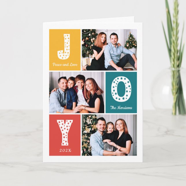 Cartes Pour Fêtes Annuelles Peace Love JOIE Typographie Modern 3 Photo (Devant)