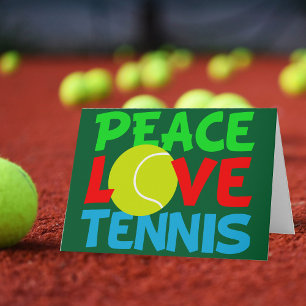 Cartes Pour Fêtes Annuelles Peace Love Joueur de tennis mignonne Festive Green