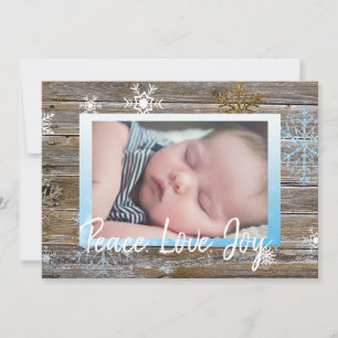 Cartes Pour Fêtes Annuelles Peace Love Joy Photo de famille Noël