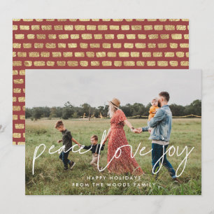 Cartes Pour Fêtes Annuelles Peace Love Joy Photo Inspirationnelle minimaliste
