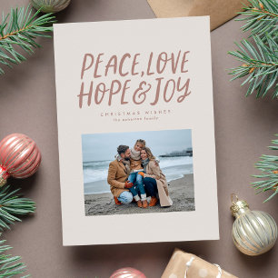 Cartes Pour Fêtes Annuelles Peace love joy simple neutre photo de Noël