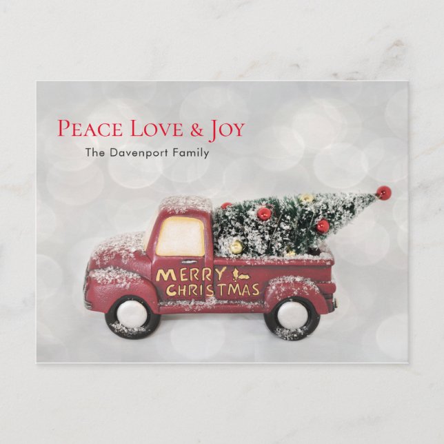 Cartes Pour Fêtes Annuelles Peace Love & Joy Toy Camion Joyeux Noël (Devant)