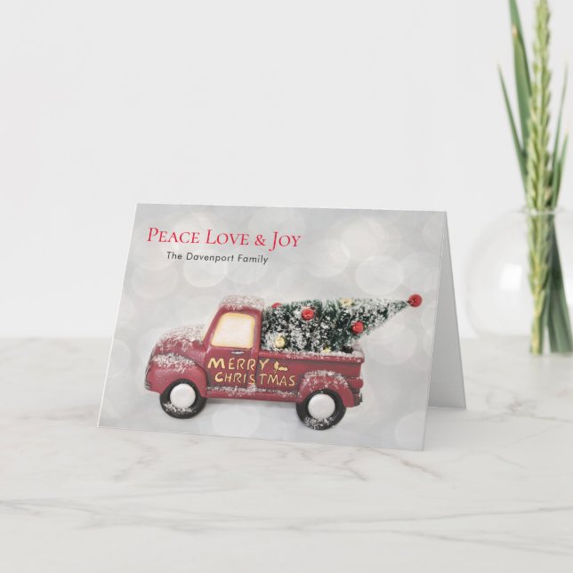 Cartes Pour Fêtes Annuelles Peace Love & Joy Toy Camion Joyeux Noël (Devant)