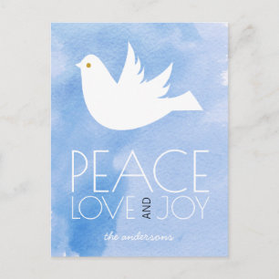 Cartes Pour Fêtes Annuelles Peace love joy watercolor and white dove Christmas